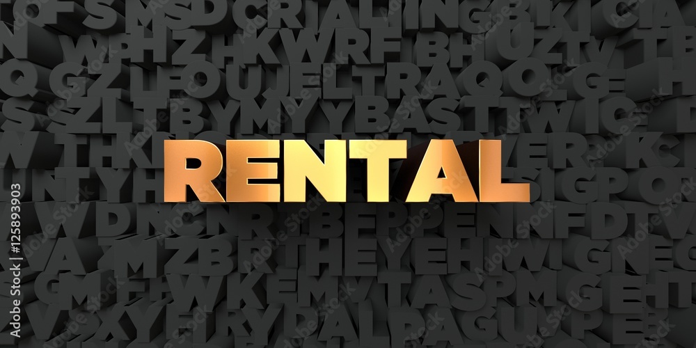 Word Renter Background Rental - Gold text on black background - 3D rendered royalty free stock ...