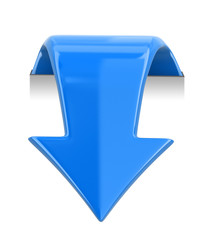 Poster - 3d arrow downwards. Image with clipping path