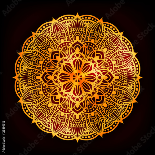 Download Template Gold mandala vector circle of zentangle hand ...