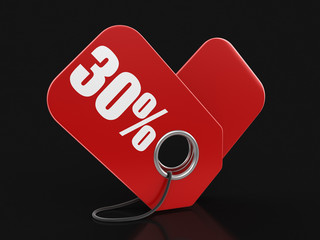 Aufkleber - Label 30%. Image with clipping path