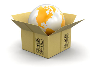Poster - Open package with Globe. Image with clipping path
