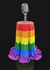 Poster - Microphone on color Table. Image with clipping path