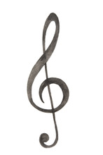 Watercolor Treble Clef. Isolated Musical Sign On White Background.