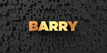 Barry - Gold Text On Black Background - 3D Rendered Royalty Free Stock Picture. This Image Can Be Used For An Online Website Banner Ad Or A Print Postcard.