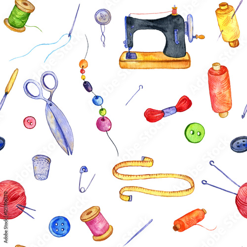 seamless pattern with drawing needlework equipment - Buy this stock ...