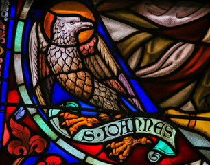 Wall Mural - Stained Glass of the the Eagle - Saint John the Evangelist