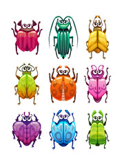 Canvas Print - Funny cartoon fantasy bugs set.