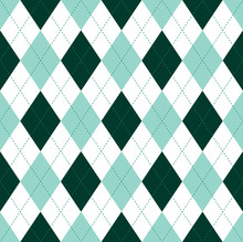 Seamless Argyle Pattern In Dark Green, Aquamarine Green And White. 