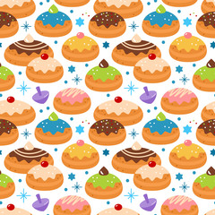 Wall Mural - Hanukkah jewish holiday seamless pattern background for graphic