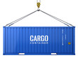 Blue cargo freight shipping container isolated on white background. 3d render