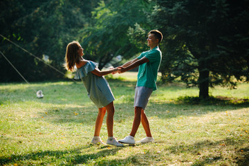 Wall Mural - man and woman in the park