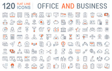 Set Vector Flat Line Icons Office And Business