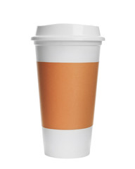 Wall Mural - Coffee-to-go. Paper cup of coffee isolated on white