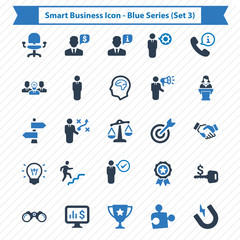 Wall Mural - Smart Business Icons - Blue Series (Set 3)