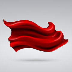 Flying red silk textile, fabric flag, satin ribbon vector illustration