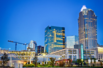 charlotte city skyline north carolina early morning