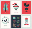 Merry Christmas and Happy New Year greeting cards set.