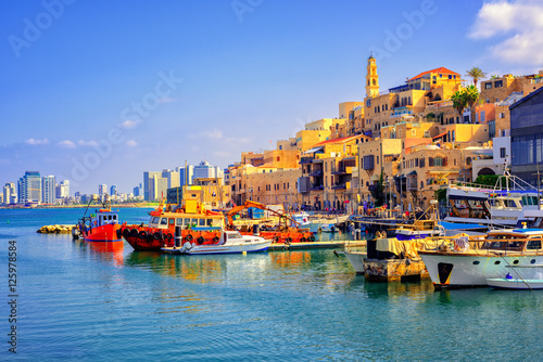Fotovorhang - Old town and port of Jaffa, Tel Aviv city, Israel (von Boris Stroujko)