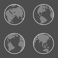 Wall Mural - Earth Globe Emblem. Icon Set. Vector