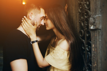 Wall Mural - couple posing in the doorway