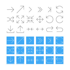 Aufkleber - Thin Arrow Icon Set. Vector