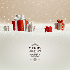 Wall Mural - Vector Illustration of a Christmas Holiday Design with Gift Boxes