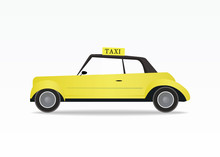 Vector Illustration Of Vintage Yellow New York Taxi