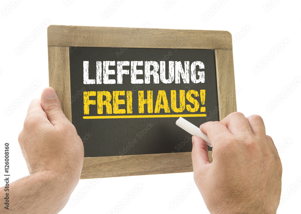 Fotografija Poster Lieferung Frei Haus Hand Schreibt Auf