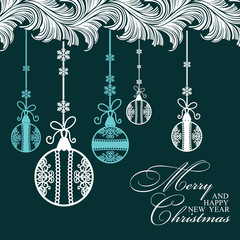 Wall Mural - Poster Merry Christmas and Happy New Year