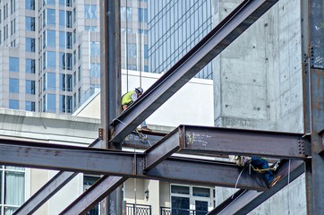 construction worker working on highrise building