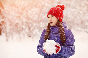 Wall Mural - girl in the winter. teen outdoors