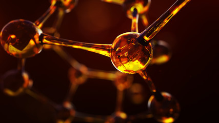 Wall Mural - 3d illustration of molecule model. science background with molecules
