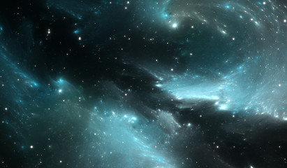 Wall Mural - space background with blue nebula and stars