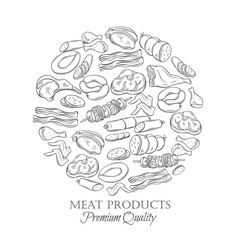 Wall Mural - Set hand drawn monochrome icon meat