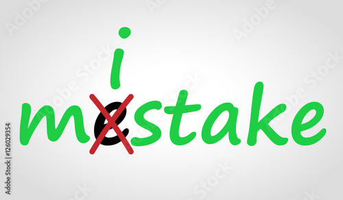 Mistake graphic concept on gray background. Correct spelling. Stock ...