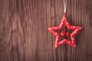 christmas star decoration with copy space