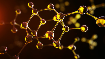 Wall Mural - 152879 3d illustration of molecule model. science background wit