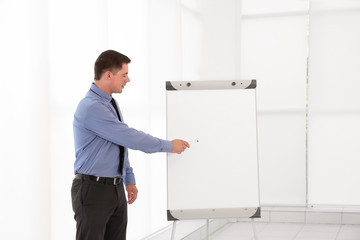 Poster - Business trainer giving presentation on whiteboard