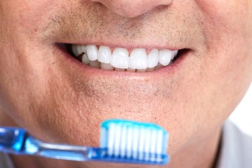 Canvas Print - Teeth with toothbrush.