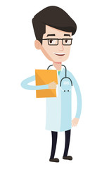 Poster - Doctor with file in medical office.