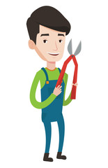 Wall Mural - Farmer with pruner vector illustration.