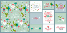 Christmas Holiday Background. Pattern With Winter Symbols. Christmas And New Year Congrats. Season Greetings. Lettering For Postcards And Greetings To Family And Friends