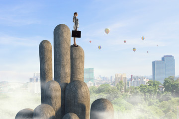 Wall Mural - she reached the top of sucess . mixed media