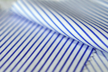 Wall Mural - close up texture fabric thin blue line and white of shirt