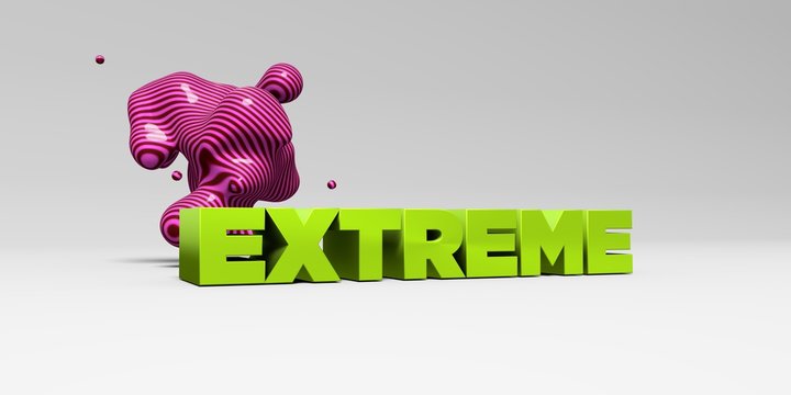 EXTREME -  color type on white studiobackground with design element - 3D rendered royalty free stock picture. This image can be used for an online website banner ad or a print postcard.