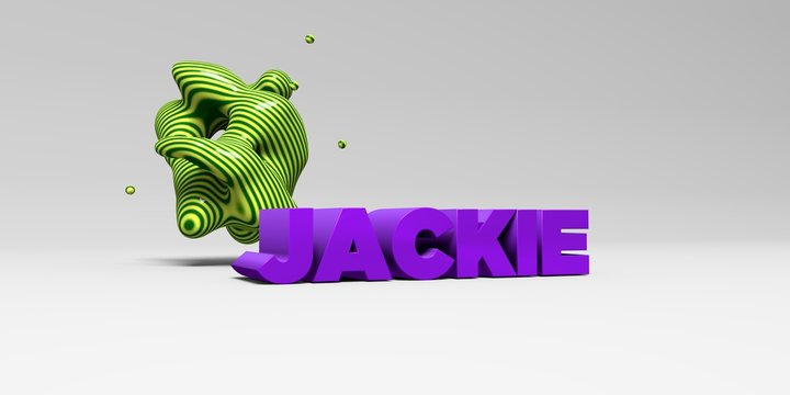 JACKIE -  color type on white studiobackground with design element - 3D rendered royalty free stock picture. This image can be used for an online website banner ad or a print postcard.
