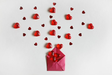 Poster - valentine's day background, red envelope, heard
