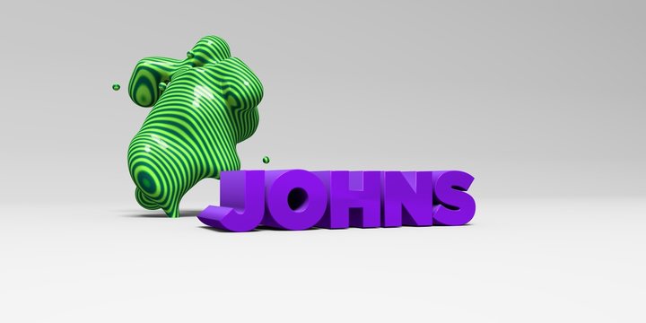 JOHNS -  color type on white studiobackground with design element - 3D rendered royalty free stock picture. This image can be used for an online website banner ad or a print postcard.