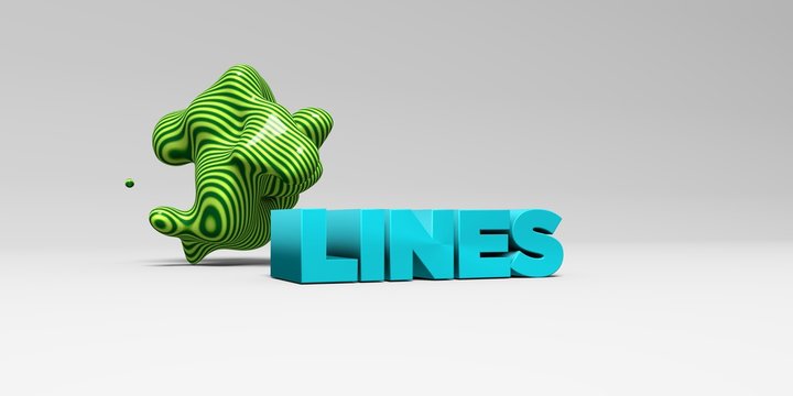LINES -  color type on white studiobackground with design element - 3D rendered royalty free stock picture. This image can be used for an online website banner ad or a print postcard.
