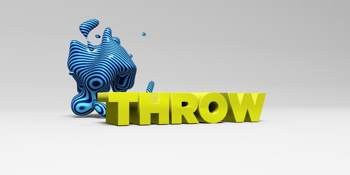 THROW -  color type on white studiobackground with design element - 3D rendered royalty free stock picture. This image can be used for an online website banner ad or a print postcard.